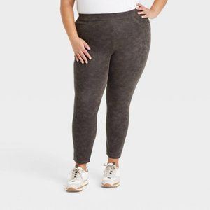 NEW Brown Leather Look Womens Sz XXL Elastic Waist Stretchy Thick Leggings